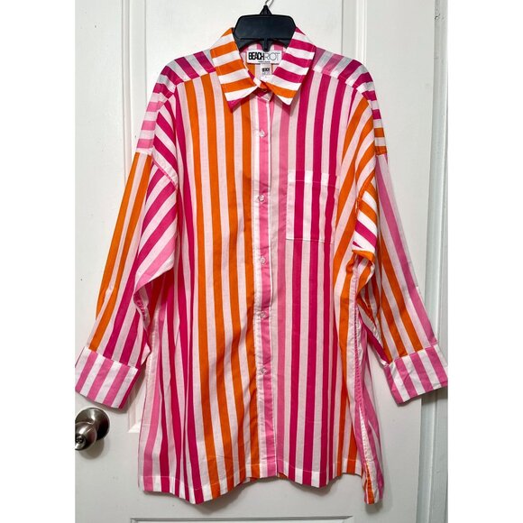 BEACH RIOT Alexa Top en Sunset Stripes Pink Orange Size S/M - Picture 7 of 10